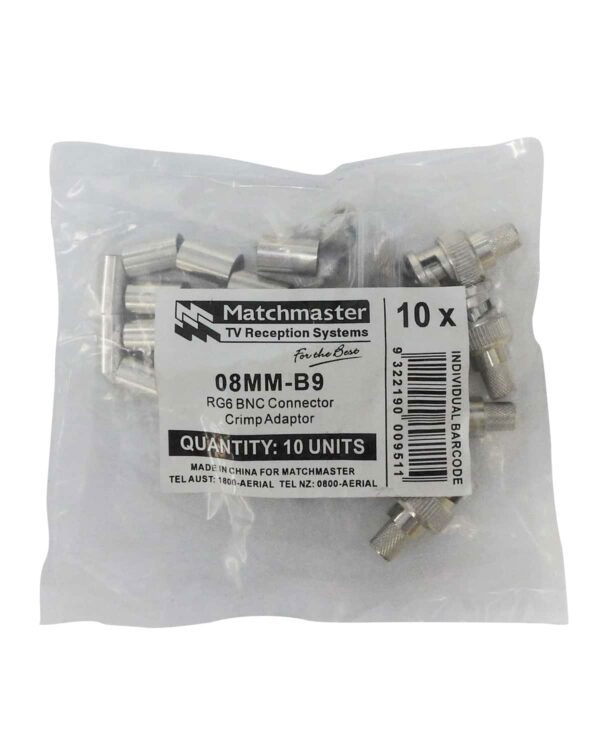 MATCHMASTER CONNECTOR RG6 BNC CRIMP TYPE (10 Pack) : 08MM-B9 - Image 2