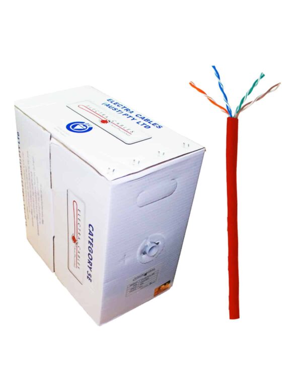 RED CAT5E 305 Mts 4 Pair 23AWG PVC Solid Ethernet Cable