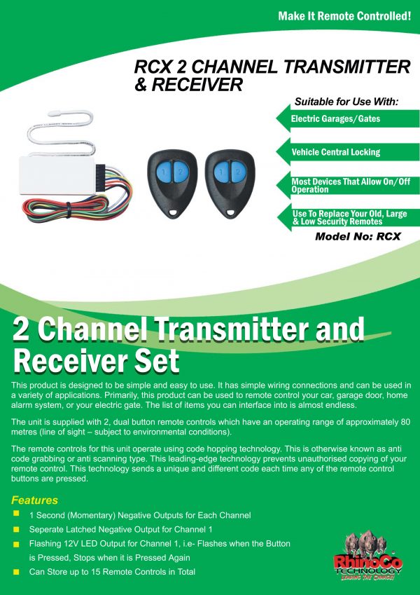 Rhino Remote Keyless Entry & Basic Immobiliser System RCXI - Image 4