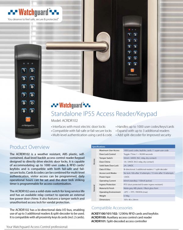 Watchguard Standalone IP55 Access Reader/Keypad ACRDR102 - Image 2