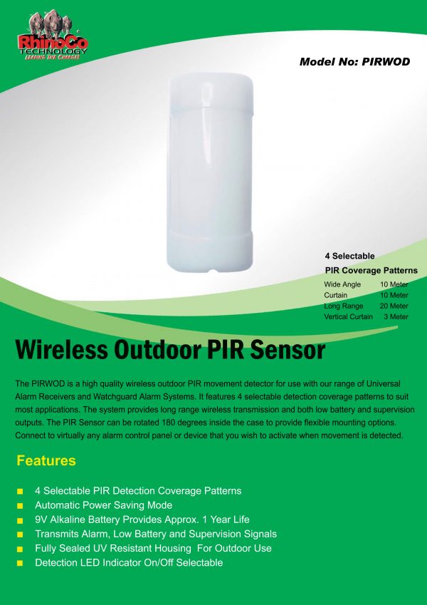 Watchguard Wireless Supervised PIR Detector (Outdoor) PIRWOD - Image 2