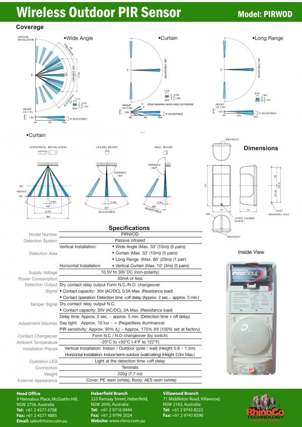 Watchguard Wireless Supervised PIR Detector (Outdoor) PIRWOD - Image 3