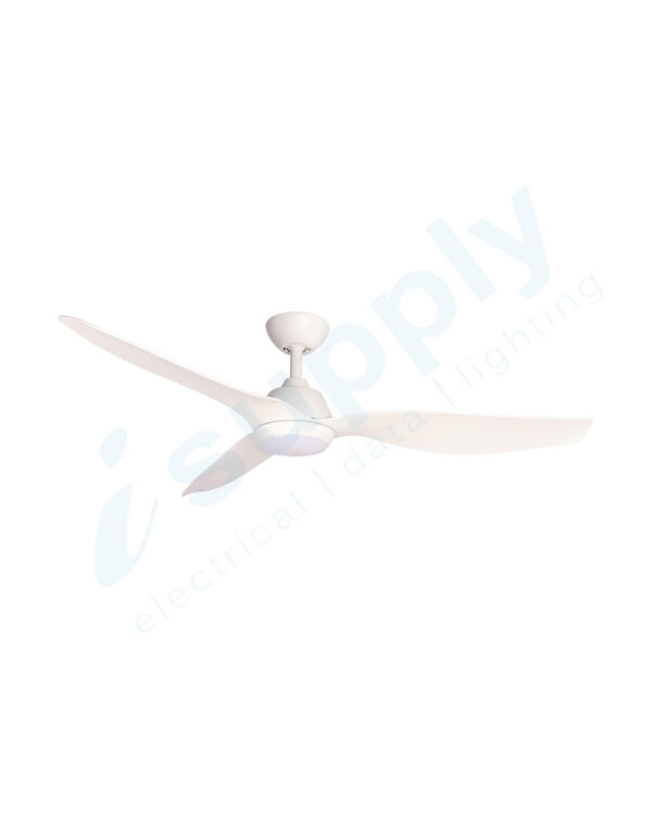 Martec Malibu 1320mm DC Ceiling Fan with 15w LED Light Tricolour White Satin MMF1333WWR