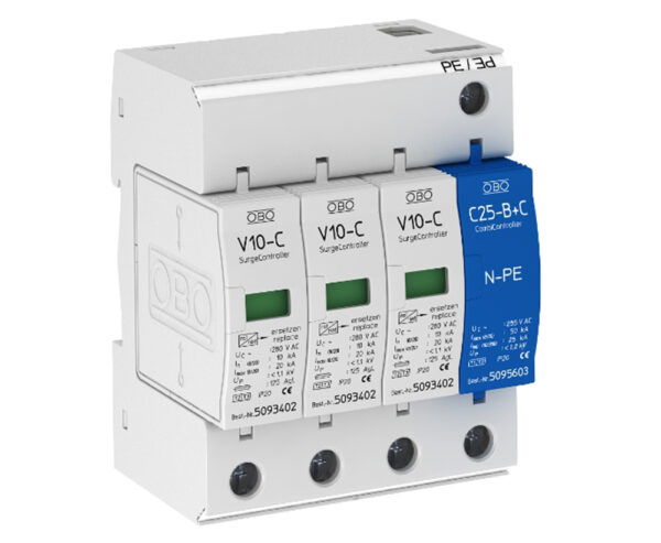 OBO Bettermann SURGE DEV V10 TYPE 2+3 3P+N 20KA V10-C-3-NPE x 1 /EACH