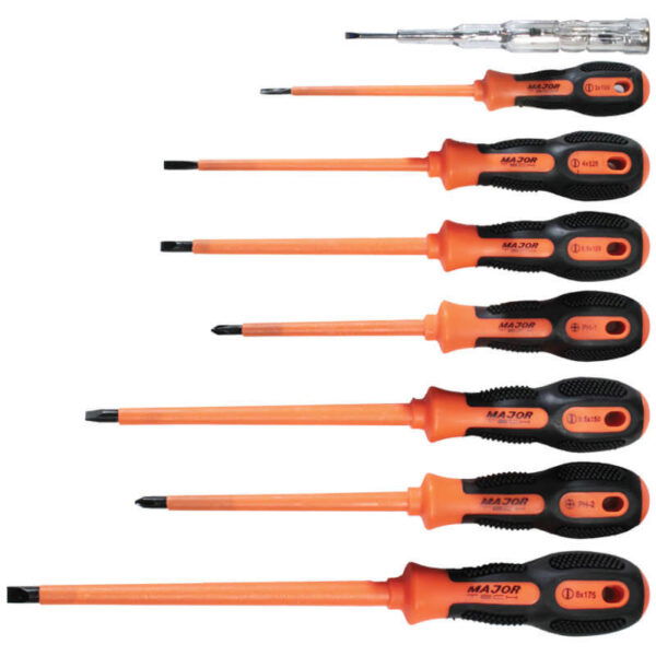Major Tech 8Pce Electrician Screwdriver Set, 1000V EN 60900 KTK0408
