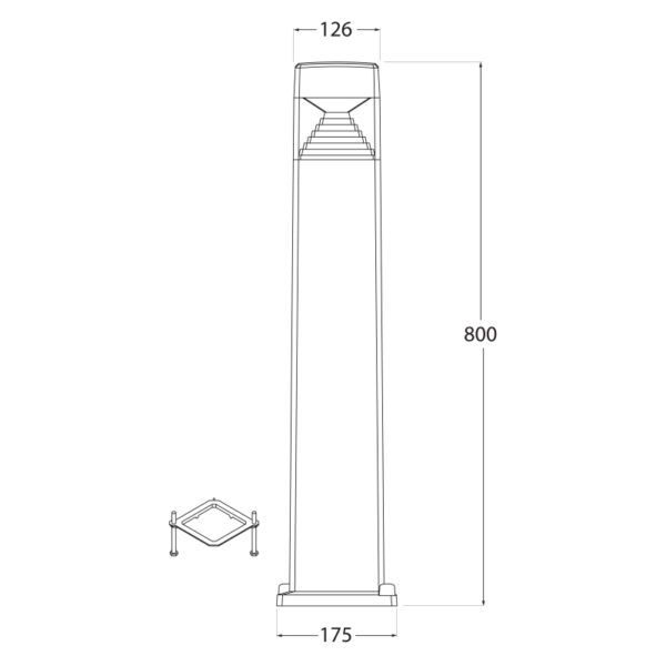 Fumagalli Ester 10W Square LED Bollard (Grey) FU-EST-10G - Image 3