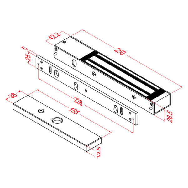 VIP Vision Aluminium Surface Mount Magnetic Lock MAGLOC100S - Image 3