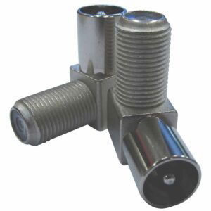 MATCHMASTER CONNECTOR RIGHT ANGLE 'F' FEMALE TO PAL MALE (5 Pack) : 08MM-A14-5P