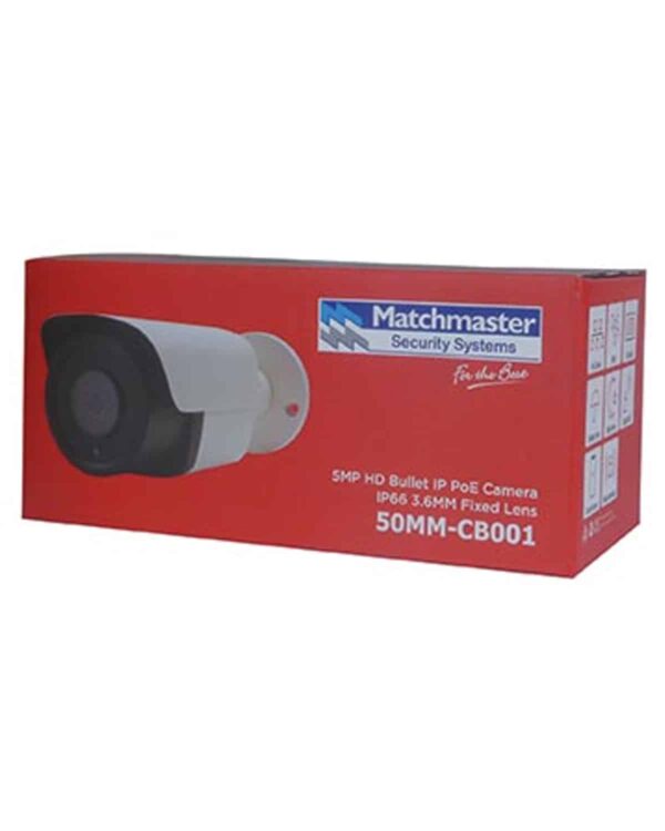 MATCHMASTER BULLET CAM - POE 5MP 3.6MM 1/2.8" CMOS IR20 : 50MM-CB001 - Image 2