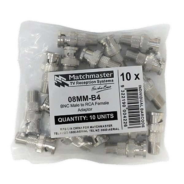 MATCHMASTER ADAPTOR RCA FEMALE TO BNC MALE (10 Pack) : 08MM-B4 - Image 2