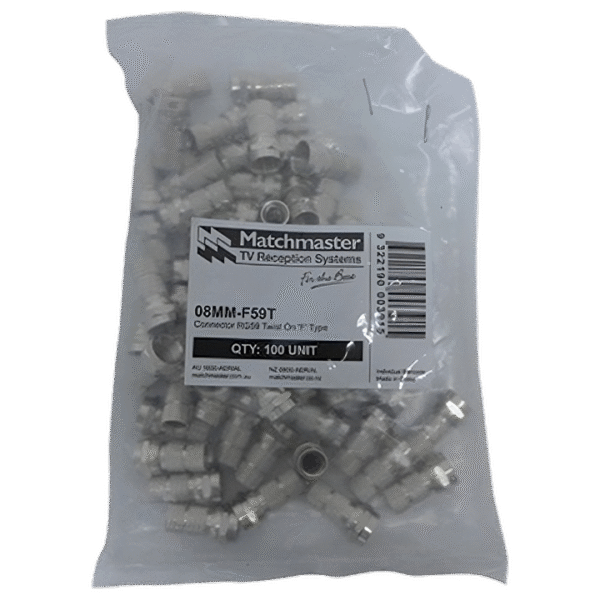 MATCHMASTER CONNECTOR RG59 TWIST ON 'F' TYPE  (100 Pack) : 08MM-F59T - Image 2