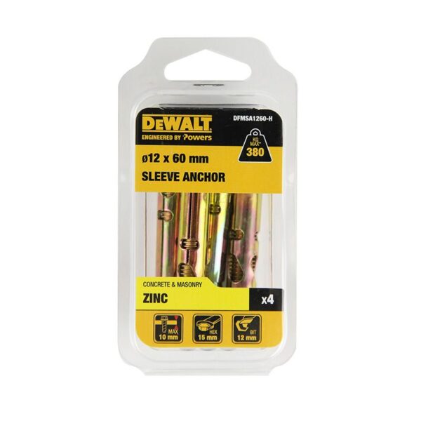 DEWALT Sleeve ZY Hex 12X60mm (Pack of 4) DEWDFMSA1260-H