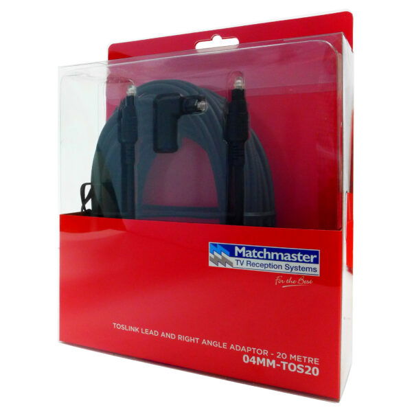 MATCHMASTER TOSLINK LEAD AND RIGHT ANGLE ADAPTOR 20M : 04MM-TOS20 - Image 2
