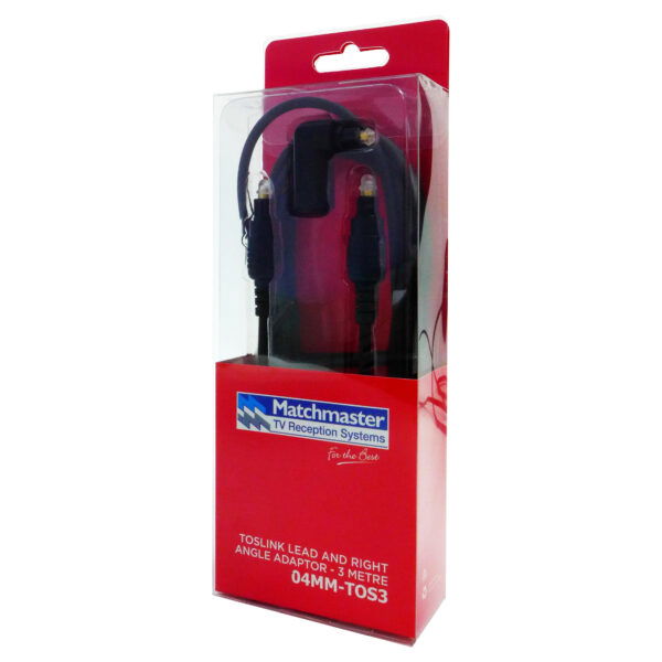 MATCHMASTER TOSLINK LEAD AND RIGHT ANGLE ADAPTOR 3M : 04MM-TOS3 - Image 2