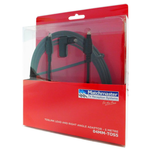 MATCHMASTER TOSLINK LEAD AND RIGHT ANGLE ADAPTOR 5M : 04MM-TOS5 - Image 2