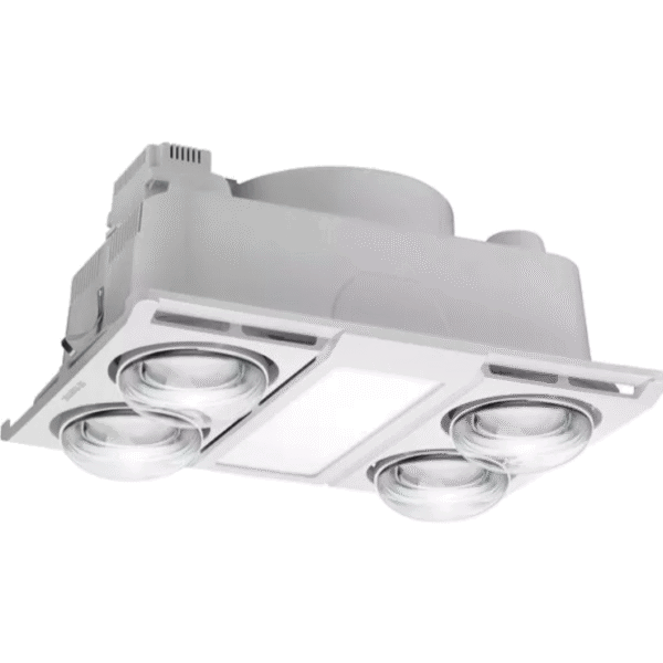 Martec Profile Panel 4 Heat 3 in 1 Bathroom Heater Exhaust Fanwith 12w Tricolour Panel Light White MBHN4LW