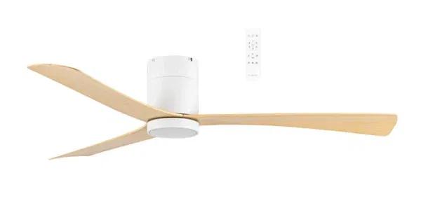 Martec Metro DC Close to Ceiling 3 ABS Blade 1320mm Hugger WIFI & Remote Control Ceiling Fan with Variable Dim 16w CCT LED Light White/Oak MDCM1333WO