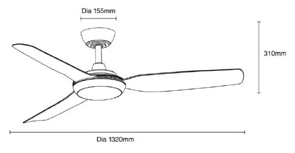 Martec Viper DC 1320mm 3 Blade All ABS WIFI & Remote Control Ceiling Fan with Variable Dim 18w CCT LED Light Matt White MVDC1333W - Image 3