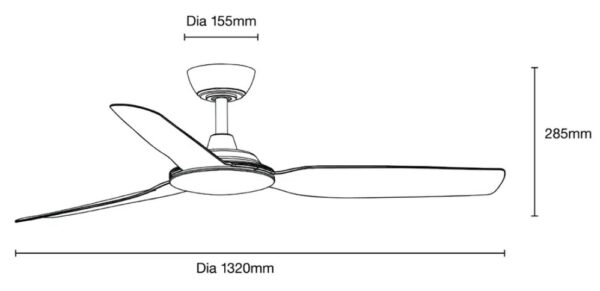 Martec Viper DC 1320mm 3 Blade All ABS WIFI & Remote Control Ceiling Fan Only Matt White MVDC133W - Image 3