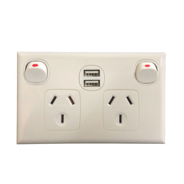 Transco Power Point Double 10a Double Pole with USB P2D/USB