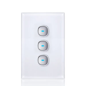 Transco Glass three gang switch with built-in LED push button S3G