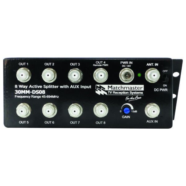 MATCHMASTER DIGIHUB 8 WAY ACTIVE SPLITTER WITH AUX INPUT : 30MM-DS08