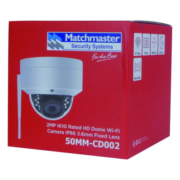 MATCHMASTER DOME CAM - WIFI 2MP 3.6mm FIXED LENS IR25 : 50MM-CD002 - Image 2