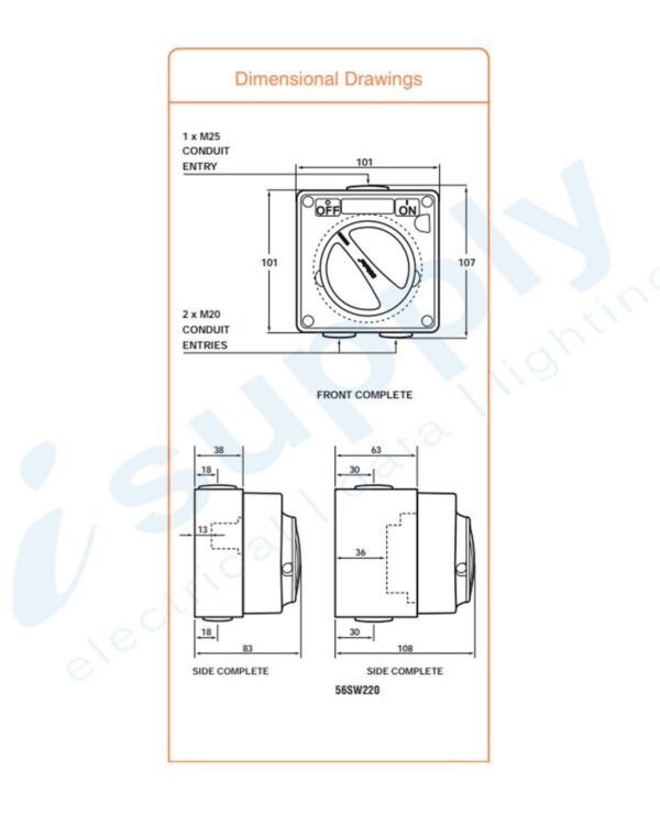PULSET 3 Phase Square Changeover Switch IP/S3P20C/0 - Image 4