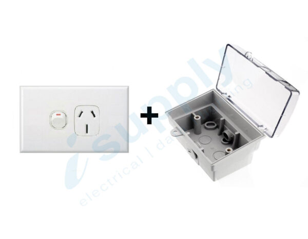 DEXTON Single Power Point 15 amp + Weatherproof Box Lock Clear Lid