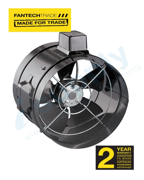 FANTECH Minitube Axial Fan 300mm 6 Pole 1ph 50Hz - Steel MTS306 - Image 2