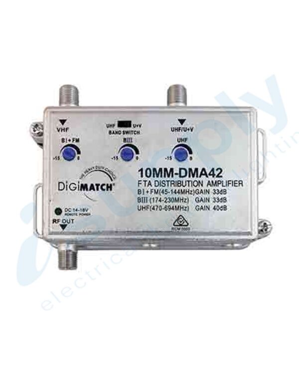 MATCHMASTER Distribution Amplifier 40dB U/V with Power Supply 4G Filtered 10M...